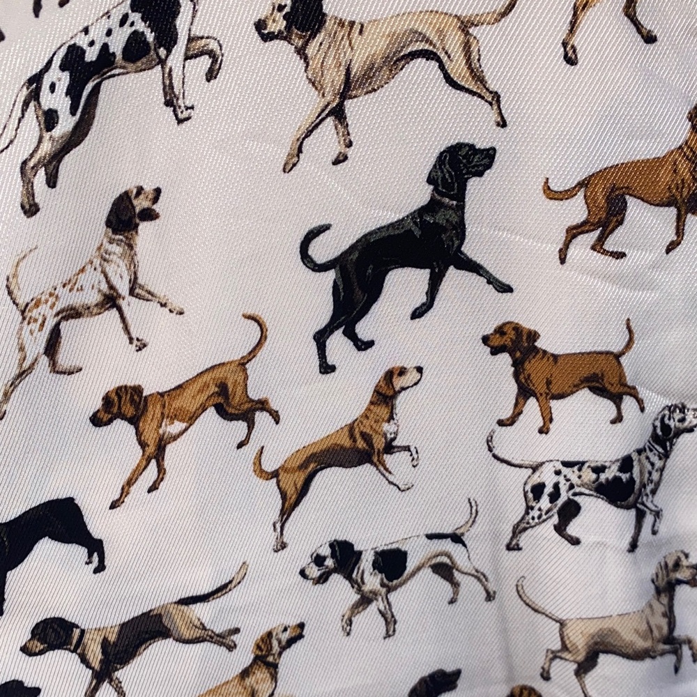 Anthropologie Dog Print Long Sleeve Dress - White and Gold - Picture 2 of 7